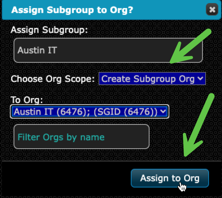 Create Subgroup Org