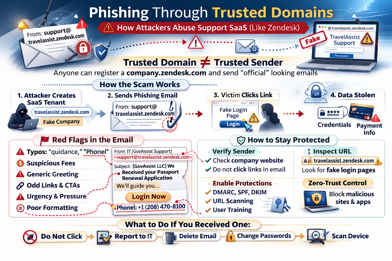Trusted Domain ≠ Trusted Sender — Phishing via Legitimate SaaS Support Platforms